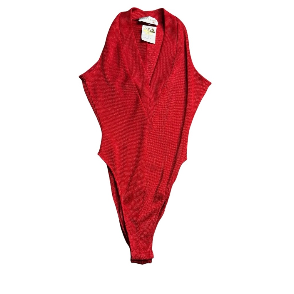 👠 Feel Good Paris‎ Red Knit Bodysuit Vintage Deadstock 👠